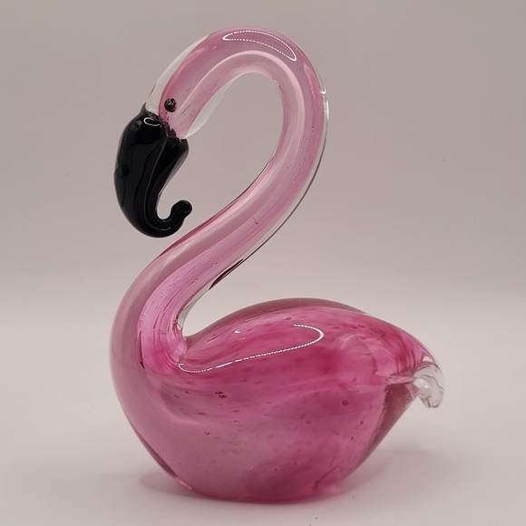 Beautiful Art Glass Blown Glass Pink Flamingo Figurine 6.5" - Picture 4 of 10